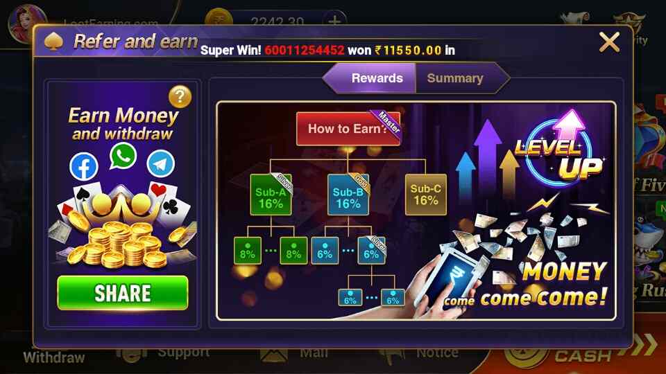 Happy ACe Casino App Refer & Earn