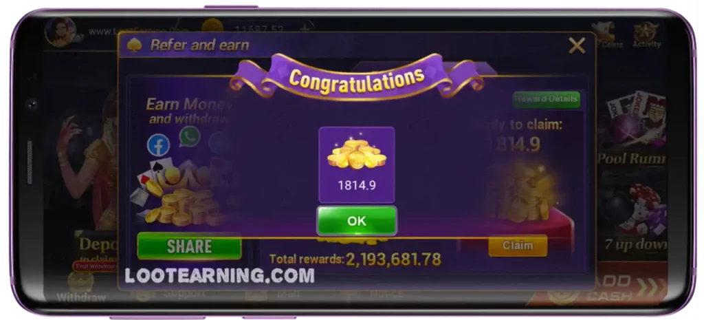 Happy Ace Casino Mod APK Refer & Earn Reward