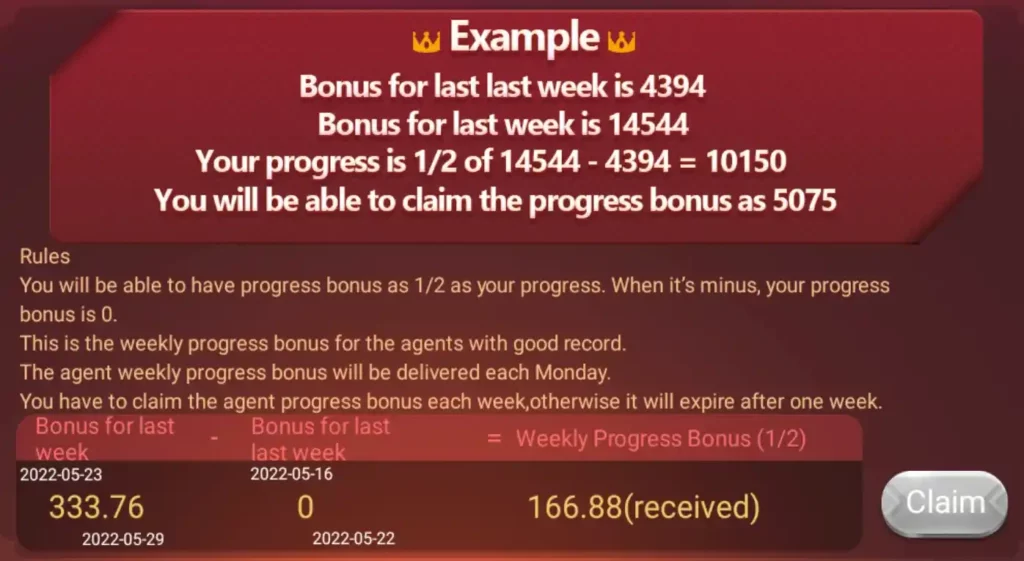 rummy 999 progress bonus