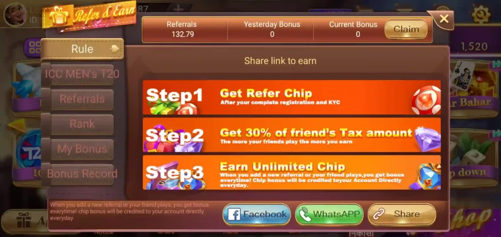 rummy place invite & earn