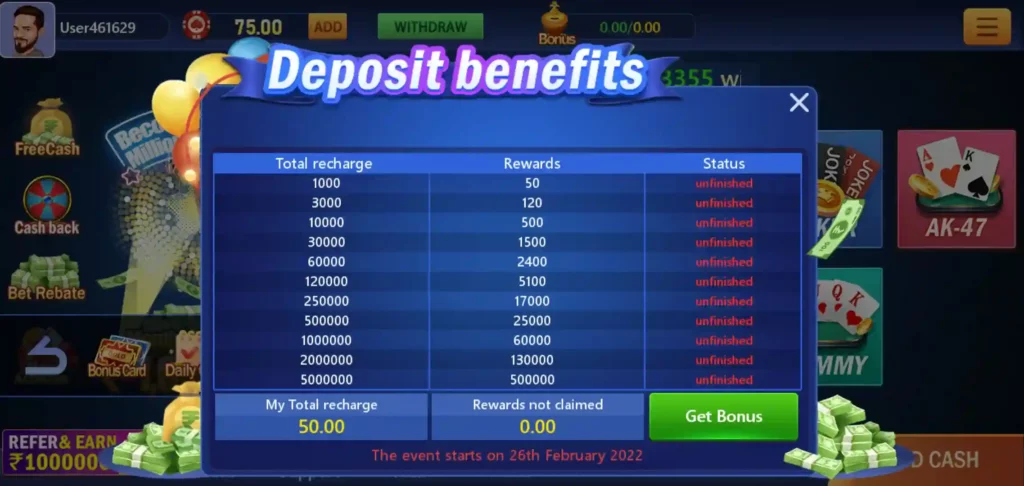 teen patti casino Deposits Benefit